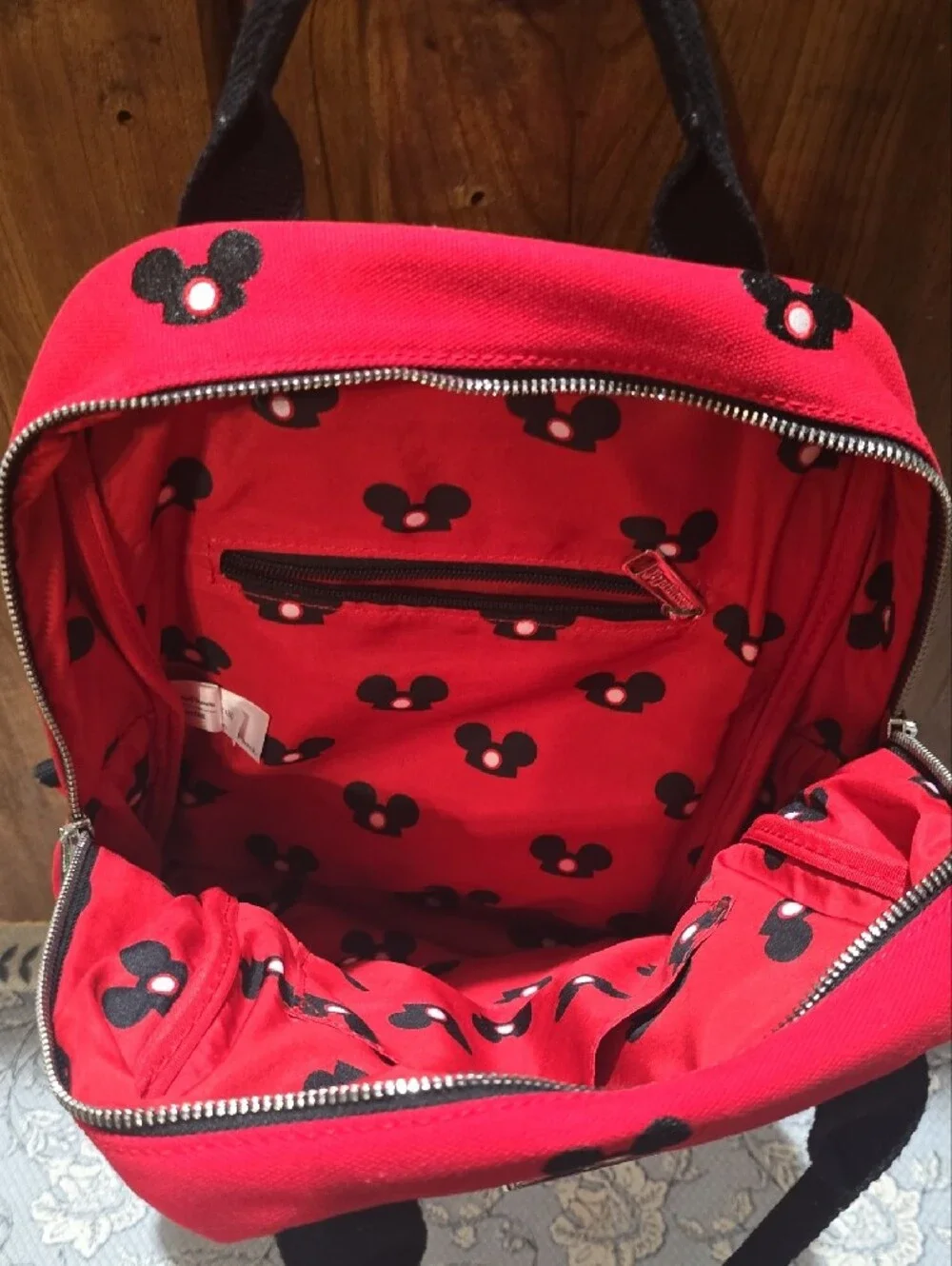 Loungefly Red Minnie Head Kids Backpack with Black Accents